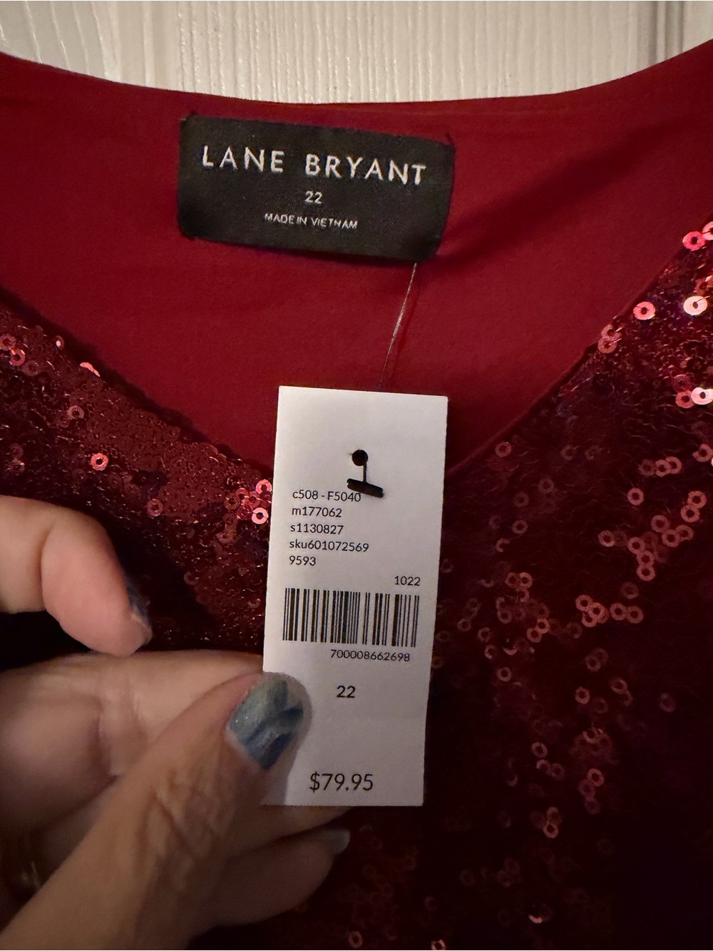 Lane Bryant Burgundy Red Sequin Scoop Neck Top - Picture 2 of 2